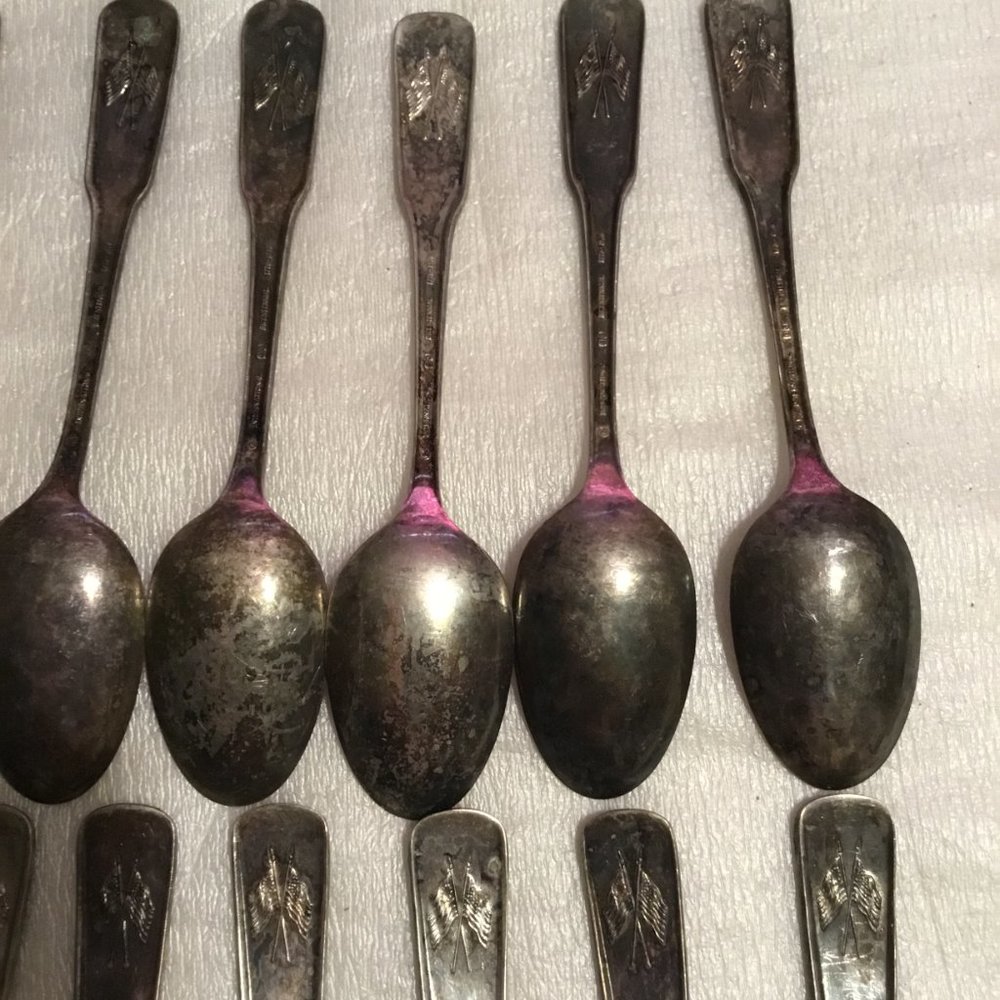 Lot of 13 International Silver Bicentennial US States Souvenir Spoons - Picture 14 of 16